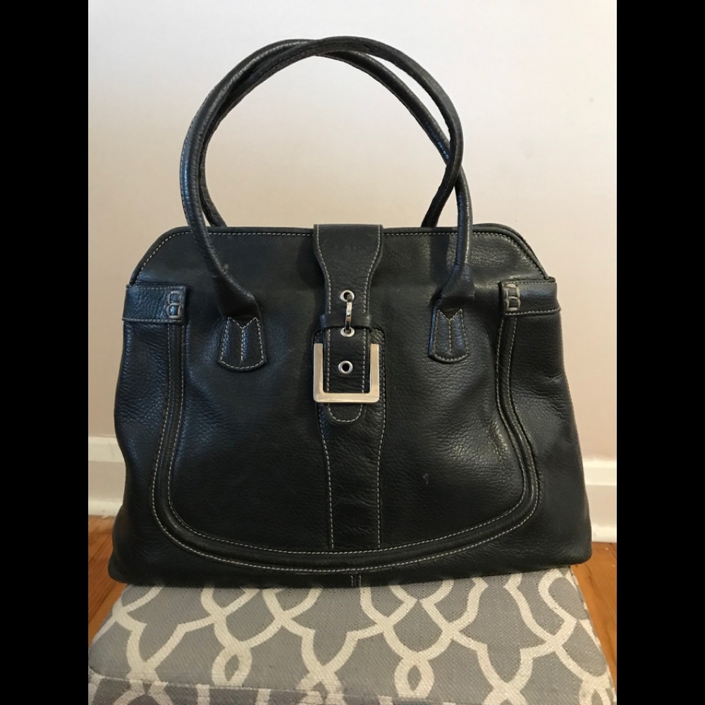 Tod’s Black Leather Buckle Satchel